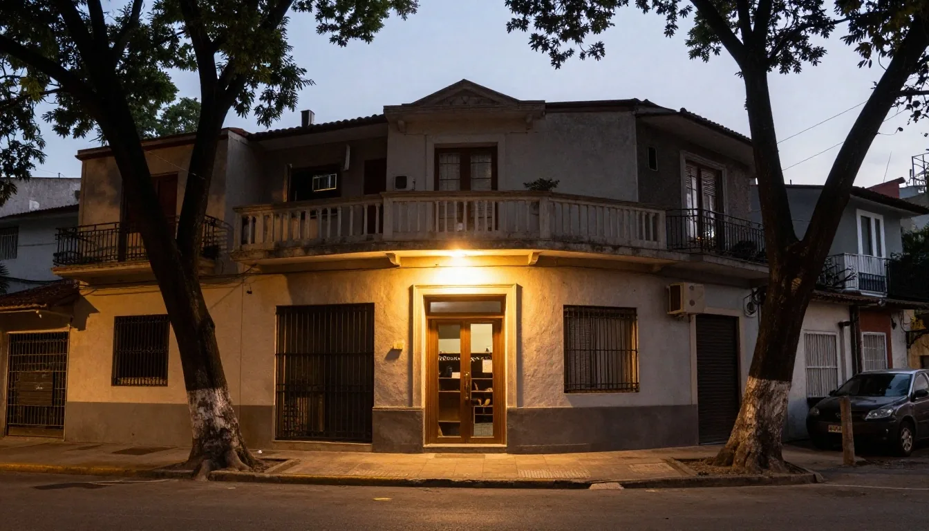 Taller de reparaciones iluminado con luz cálida