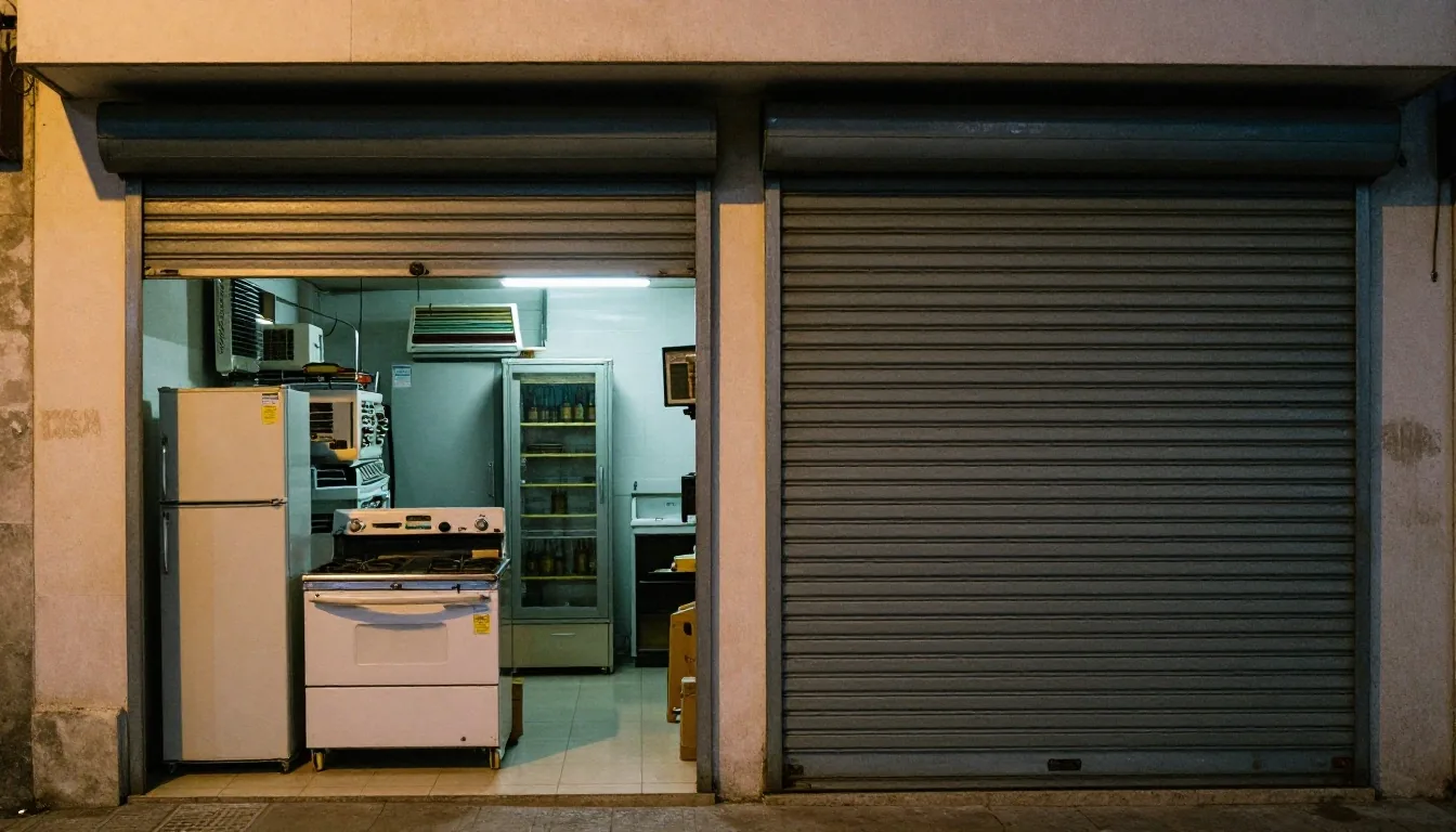 Banco de trabajo con herramientas y placa de lavarropas en revisión